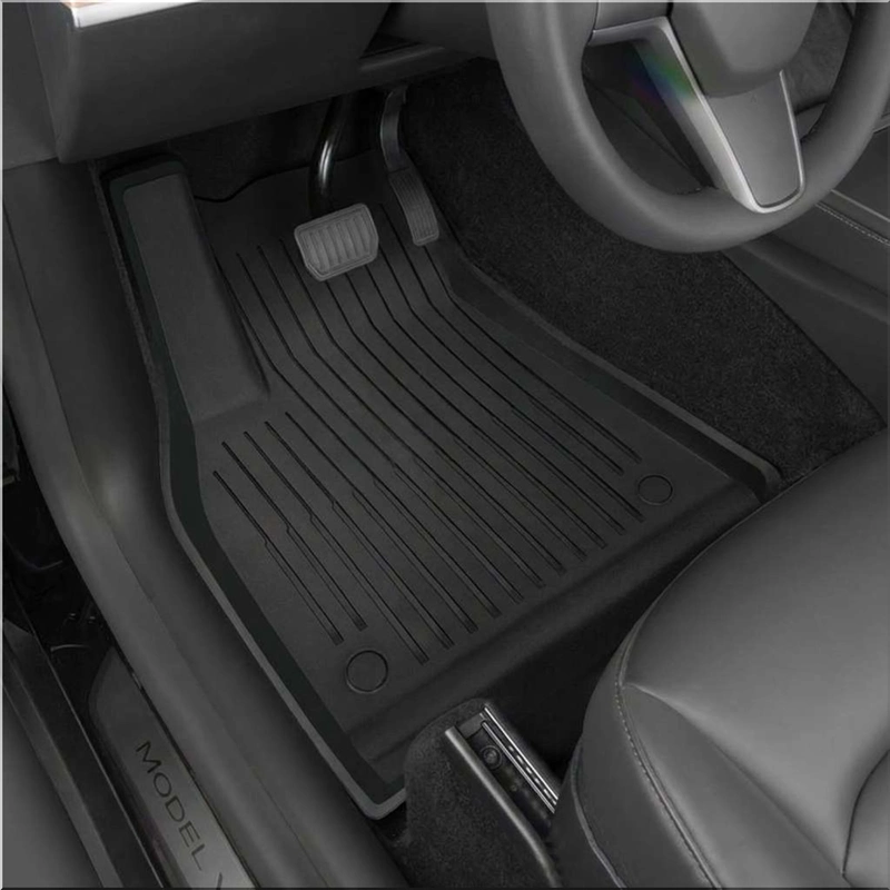 Fitted floor and cargo mats for protecting a Tesla Model Y interior